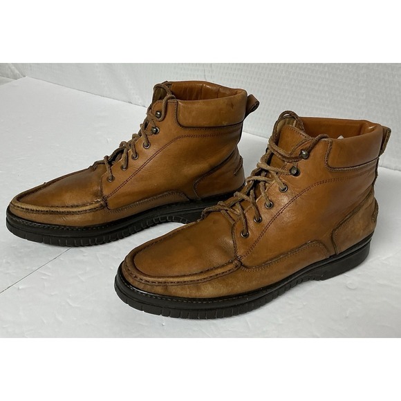 Coach Vintage Brown Leather Lace Up Boots Men's Size 9.5M Made In Italy - Picture 1 of 11